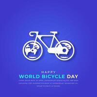 monde vélo journée papier Couper style vecteur conception illustration pour arrière-plan, affiche, bannière, publicité, salutation carte