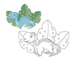 coloration livre pour enfants, mignonne bébé dinosaure. illustration et esquisser, vecteur