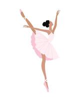 dansant ballerine dans une rose robe et pointe chaussures. illustration, vecteur