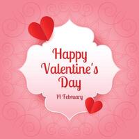 content valentines journée salutation avec cœurs avec minimal rose Contexte vecteur