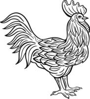 coq main tiré gravé esquisser dessin vecteur