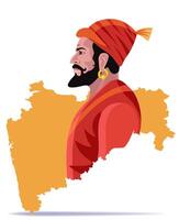 hindou Roi shivaji maharaj avec maharashtra carte vecteur