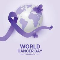 monde cancer journée affiche, cancer conscience bannière vecteur