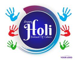 coloré content Holi hindou Festival fête salutation avec main impressions vecteur