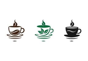 logo de café tasse ensemble différent couleurs icône vecteur silhouette isolé conception