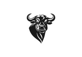 logo de bœuf ou vache tête icône vecteur silhouette isolé conception