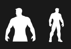 logo de deux homme différent pose icône vecteur silhouette isolé conception