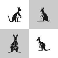 logo de kangourous icône ensemble isolé vecteur silhouette conception