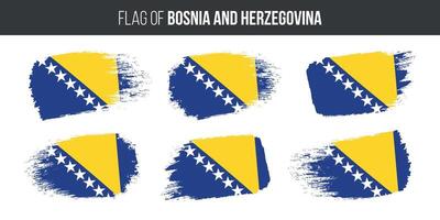 Bosnie et herzégovine drapeaux ensemble brosse accident vasculaire cérébral grunge vecteur illustration drapeau de Bosnie isolé sur blanc