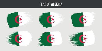 Algérie drapeaux ensemble brosse accident vasculaire cérébral grunge vecteur illustration drapeau de Algérie isolé sur blanc