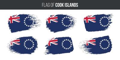 cuisinier îles drapeaux ensemble brosse accident vasculaire cérébral grunge vecteur illustration drapeau de cuisinier îles isolé sur blanc