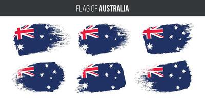 Australie drapeaux ensemble brosse accident vasculaire cérébral grunge vecteur illustration drapeau de Australie isolé sur blanc
