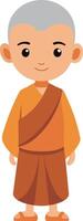 illustration de une bouddhiste moine avec une mignonne visage vecteur