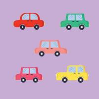 coloré dessin animé voiture collection pour enfants vecteur