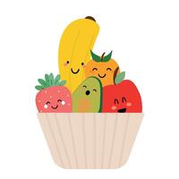 dessin animé main dessin de divers mignonne des fruits. mignonne fruit les dessins animés, pour autocollants vecteur