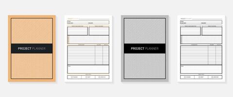 projet planificateur pages avec couverture noir et blanc et coloré conception. vecteur
