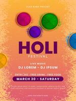 Holi fête affiche conception. Holi fête prospectus conception avec coloré Holi poudre. Indien Festival de couleurs. vecteur illustration