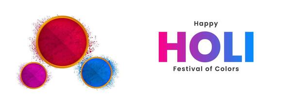 content Holi festival. Holi fête bannière conception avec coloré Holi poudre. vecteur illustration