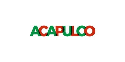 Acapulco dans le Mexique emblème. le conception Caractéristiques une géométrique style, vecteur illustration avec audacieux typographie dans une moderne Police de caractère. le graphique slogan caractères.