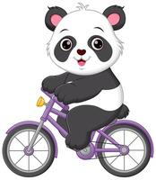 mignonne Panda équitation vélo dessin animé vecteur icône illustration. animal sport icône concept isolé prime vecteur