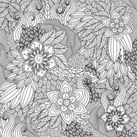 noir et blanc fleur modèle pour coloration. griffonnage floral dessin. art thérapie coloration page. relaxant pour tout âge vecteur