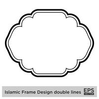 islamique Cadre conception double lignes noir accident vasculaire cérébral silhouettes conception pictogramme symbole visuel illustration vecteur