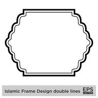 islamique Cadre conception double lignes noir accident vasculaire cérébral silhouettes conception pictogramme symbole visuel illustration vecteur