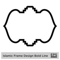 islamique Cadre conception audacieux ligne noir accident vasculaire cérébral silhouettes conception pictogramme symbole visuel illustration vecteur