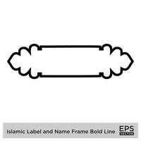 islamique étiquette et Nom Cadre audacieux ligne contour linéaire noir accident vasculaire cérébral silhouettes conception pictogramme symbole visuel illustration vecteur