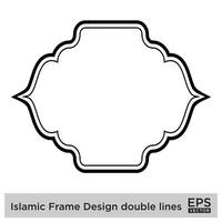 islamique Cadre conception double lignes noir accident vasculaire cérébral silhouettes conception pictogramme symbole visuel illustration vecteur