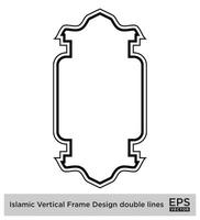 islamique verticale Cadre conception double lignes noir accident vasculaire cérébral silhouettes conception pictogramme symbole visuel illustration vecteur