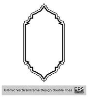 islamique verticale Cadre conception double lignes noir accident vasculaire cérébral silhouettes conception pictogramme symbole visuel illustration vecteur