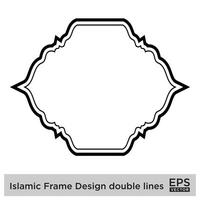 islamique Cadre conception double lignes noir accident vasculaire cérébral silhouettes conception pictogramme symbole visuel illustration vecteur