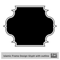 islamique Cadre conception glyphe avec contour noir rempli silhouettes conception pictogramme symbole visuel illustration vecteur