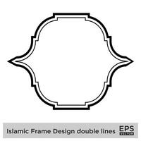 islamique Cadre conception double lignes noir accident vasculaire cérébral silhouettes conception pictogramme symbole visuel illustration vecteur