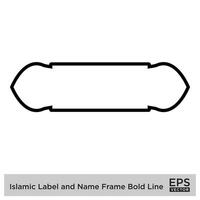 islamique étiquette et Nom Cadre audacieux ligne contour linéaire noir accident vasculaire cérébral silhouettes conception pictogramme symbole visuel illustration vecteur