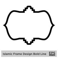 islamique Cadre conception audacieux ligne noir accident vasculaire cérébral silhouettes conception pictogramme symbole visuel illustration vecteur