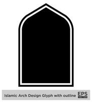 islamique cambre conception glyphe avec contour noir rempli silhouettes conception pictogramme symbole visuel illustration vecteur