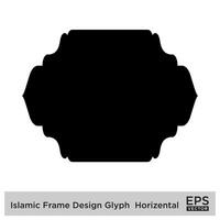 islamique Cadre conception glyphe horizontal noir rempli silhouettes conception pictogramme symbole visuel illustration vecteur