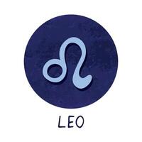 main tiré Leo zodiaque signe dans bleu rond Cadre astrologie griffonnage clipart élément pour conception vecteur