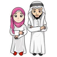 content couple musulman des gamins dessin animé vecteur