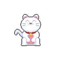 sourire chat signe dans pixel art style vecteur