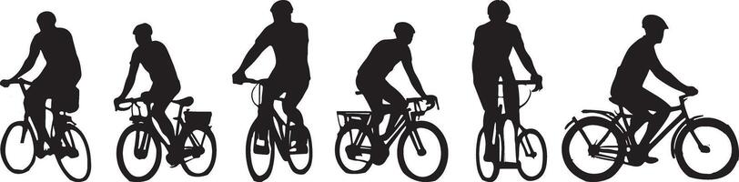 ai généré une collection de silhouettes de gens équitation Vélos vecteur