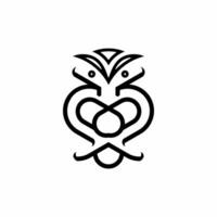 hibou logo ligne avec noir Couleur vecteur