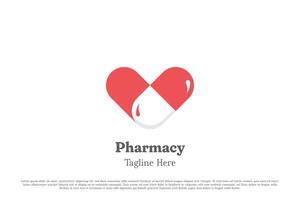 l'amour pharmacie logo conception illustration. silhouette de médicament médical santé pilule tablette pharmacie clinique médecin infirmière bien-être se soucier. Facile minimal minimaliste moderne abstrait Créatif icône symbole. vecteur