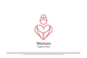 l'amour femme logo conception illustration. silhouette de une magnifique femme corps visage gens Humain Femme de ménage avec une boutique mode de vie. Facile minimal minimaliste féminin géométrique abstrait linéaire icône symbole. vecteur