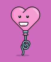 emoji dans pixel art illustration de une plat souriant cœur en forme de ballon. pouvez être utilisé pour autocollants, jouet, Valentin, rencontre, invitation, t chemise, Vêtements vecteur