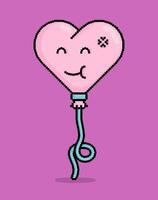 emoji dans pixel art illustration de une cœur en forme de ballon souriant irrité et en colère. pouvez être utilisé pour autocollants, jouet, Valentin, rencontre, invitation, t chemise, Vêtements vecteur