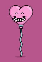 emoji dans pixel art illustration de une cœur en forme de ballon souriant largement tandis que montrant dents. pouvez être utilisé pour autocollants, jouet, Valentin, rencontre, invitation, t chemise, Vêtements vecteur