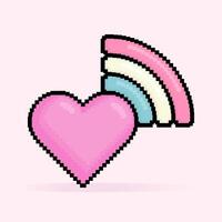 8 bit pixel illustration de l'amour signe ou rose cœur pour février 14e fête avec pastel arc-en-ciel. pouvez être utilisé pour autocollant, t chemise, cadeau, sortir ensemble invitation, affiche, Valentin salutation vecteur